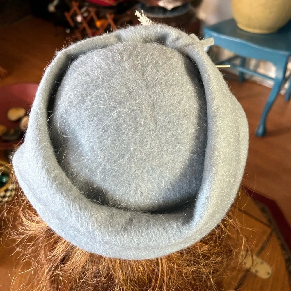 Vintage Baby Blue Pillbox-like Hat